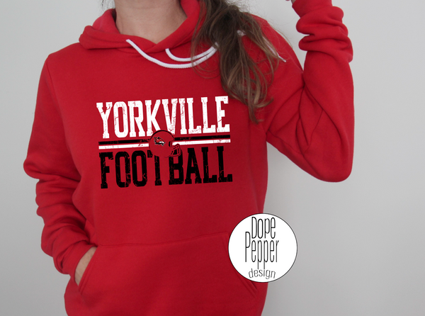 Yorkville Football Distressed White/Black