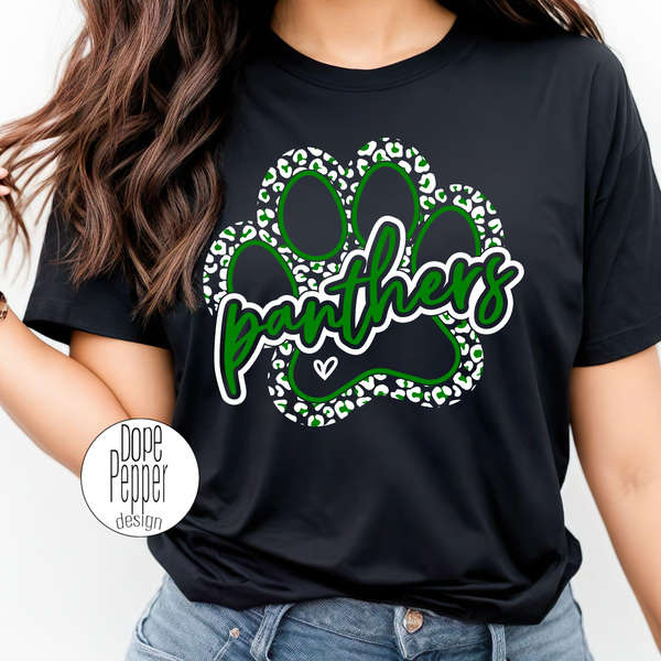 Leland Panthers Paw Print - Green/White