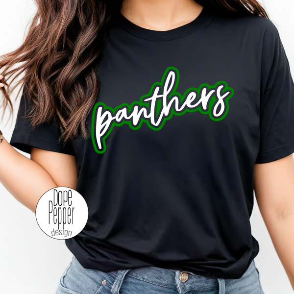 Leland Panthers Script - Green/White