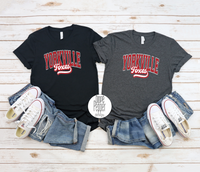 Yorkville Foxes Arched with Script - Red/White