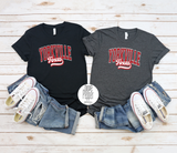 Yorkville Foxes Arched with Script - Red/White