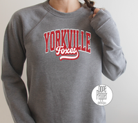 Yorkville Foxes Arched with Script - Red/White