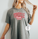 Yorkville Foxes Arched with Script - Red/White