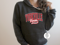 Yorkville Foxes Arched with Script - Red/White