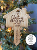 First Christmas In Our New Home Personalized Wooden Ornament