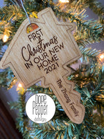 First Christmas In Our New Home Personalized Wooden Ornament