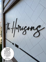 Farmhouse Family Name Sign with Pattern Background (Herringbone, Subway Tile, Honeycomb)