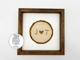 Wood Slice with Heart & Initials