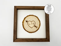 Wood Slice with Heart & Initials