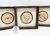 Wood Slice with Heart & Initials