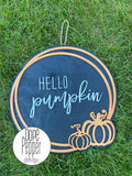 Hello Pumpkin Wooden Round - BLACK