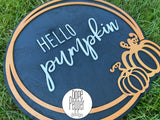 Hello Pumpkin Wooden Round - BLACK