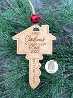 First Christmas In Our New Home Personalized Wooden Ornament