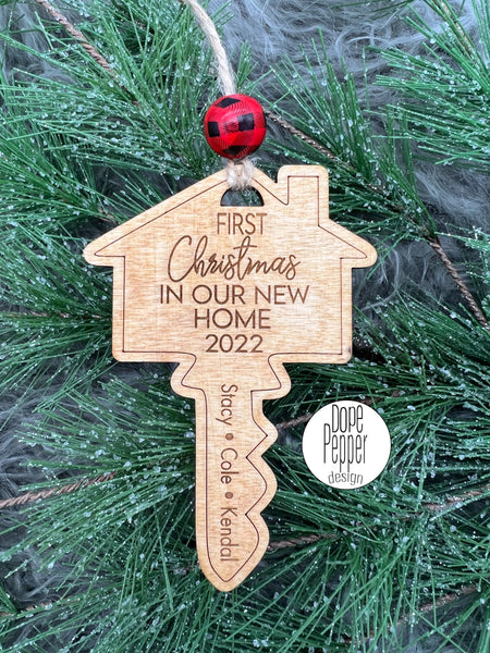 First Christmas In Our New Home Personalized Wooden Ornament