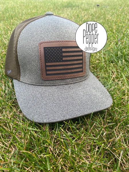 American Flag Leather Patch Hat