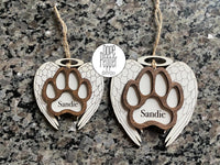 Paw Print Angel Wing Memorial - Hanger (ornament)