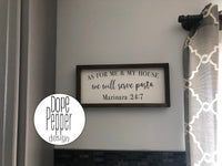 As For Me and my house we will serve Pasta - Gallery Wall, Farmhouse Style Signs, Fixer Upper, Framed Wood Sign, Kitchen Sign