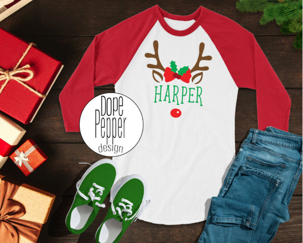 Christmas Reindeer shirts, Personalized with Name!