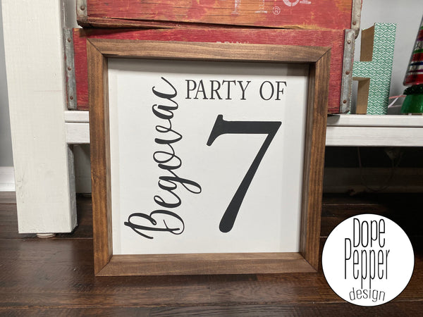 Party of Wooded Sign - Personalized Party of ? sign, Gallery Wall, Farmhouse Style Signs, Framed Wood Sign