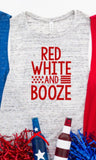 MATCHING Red White and Booze 4th of July Drinking Ladies Muscle Tank Tops, Patriotic Drinking Shirt, Memorial Day Shirts