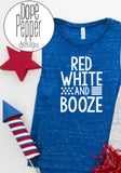 MATCHING Red White and Booze 4th of July Drinking Ladies Muscle Tank Tops, Patriotic Drinking Shirt, Memorial Day Shirts