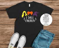 I Smell Children Shirt, Funny Halloween Tshirt, Glitter or Matte finish, Halloween shirt