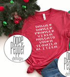 Reindeer Name Alcohol matching shirts, Dasher Dancer Prancer Vixen Moscato Vodka Tequila Blitzen, Drinking Reindeers